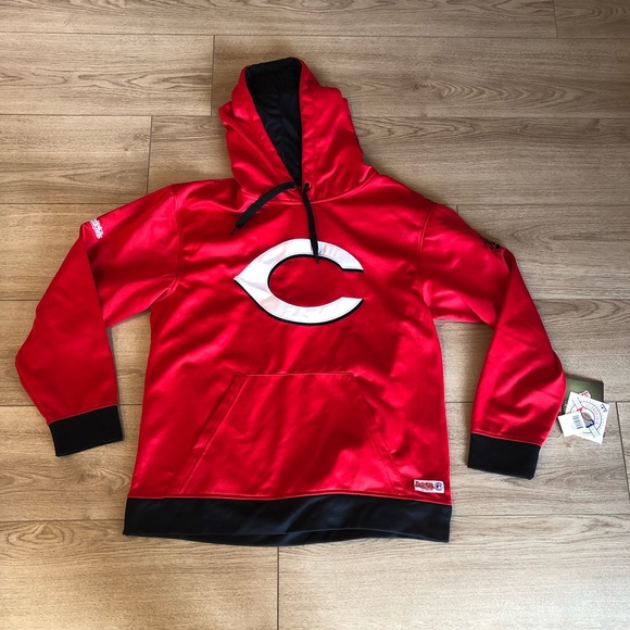 Stitches Other - NWT Stitches Cincinnati Reds Red Polyester Long Sleeve Hoodie Size M *stain*
